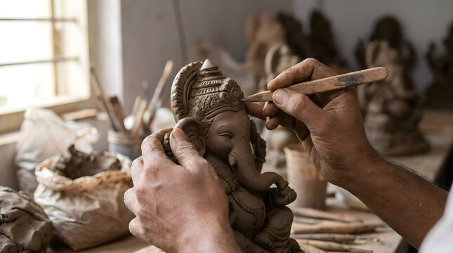 Ganesh Chaturthi Clay Idol Workshop Craft Detail