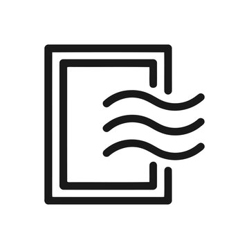 Ventilation icon showing air flow through an open window frame