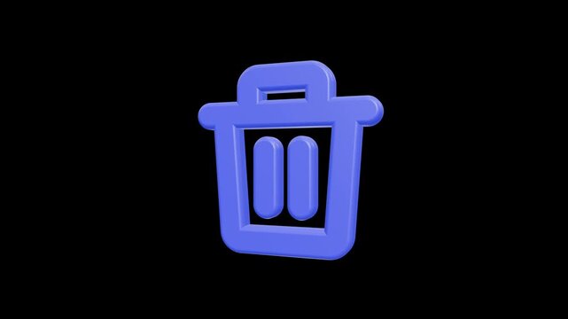 3D blue trash bin icon for user interface delete function