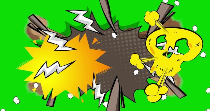 Cartoon background animation, comic book backdrop video. Retro comics pop art design.