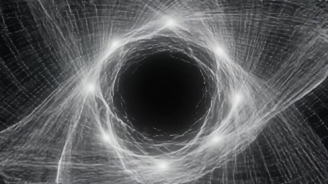 Abstract Spiral Vortex Tunnel With Glowing Light Representing Portal Travel, Space, Energy, Motion and Futuristic Technology