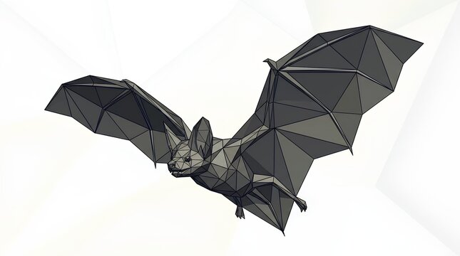 Flying bat in low poly 3D geometric style