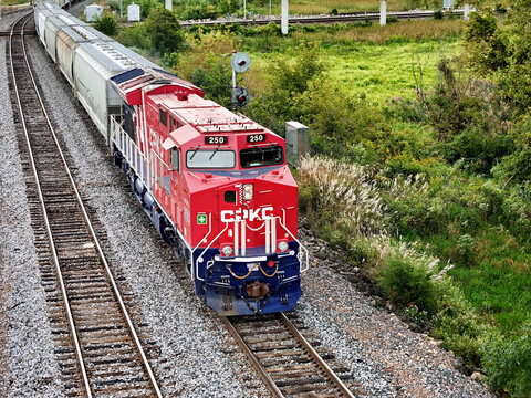 Savanna, Illinois September 8, 2026 CPKC 250 America250 Locomotive &mdash; Semiquincentennial Commemorative Freight Engine on Midwest Mainline