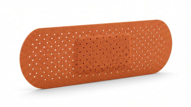 A single orange adhesive bandage for medical wound care and first aid