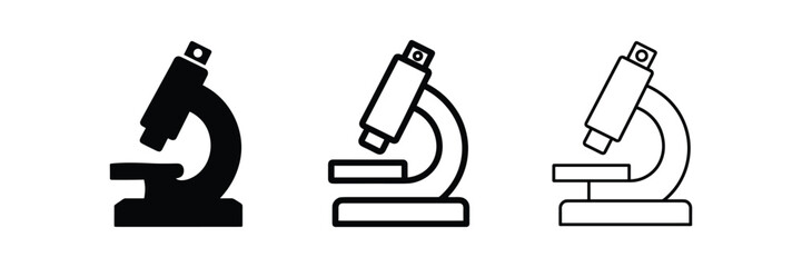 Microscope icon set for scientific research and medical laboratory diagnostics © Pixel Hub