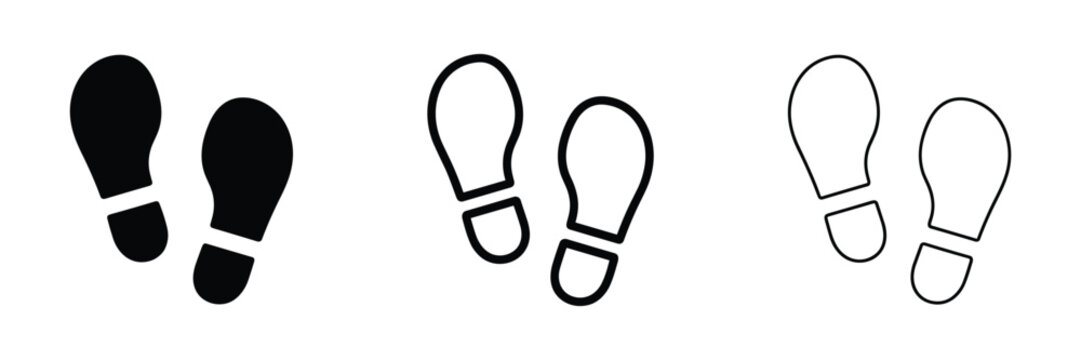 Footprints icon set walking steps and human movement symbol