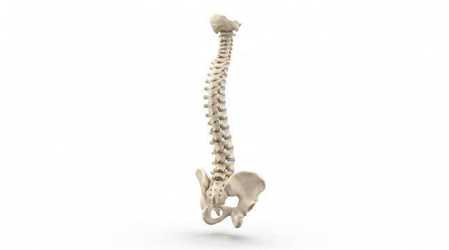 Human spine and pelvis bone structure isolated on a clean light surface