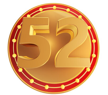 ?Modern 3D Number 52 Sign with Glowing Neon Circle