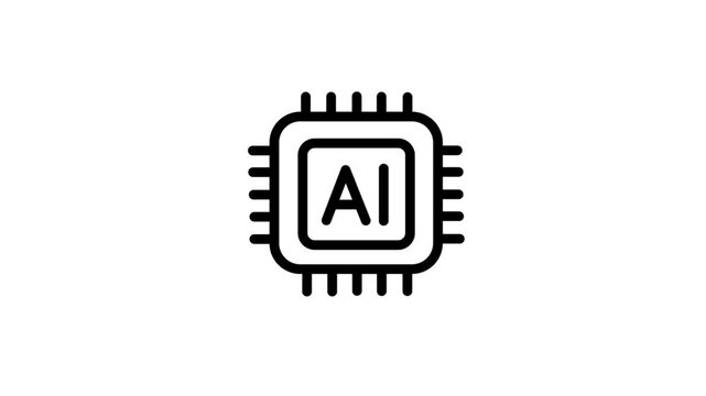 Artificial intelligence microchip icon vector graphic isolated on white