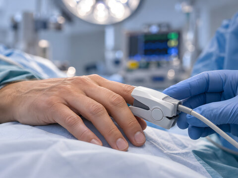 Pulse Oximeter Sensor on Patient Finger