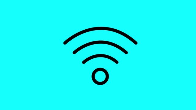 Wireless internet signal wave icon vector illustration on bright blue background