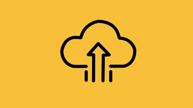 Cloud computing data network icon vector graphic on yellow background