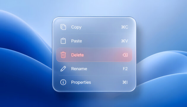 3D Glassmorphism Right-Click Context Menu UI
