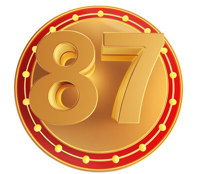 ?Modern 3D Number 87 Sign with Glowing Neon Circle