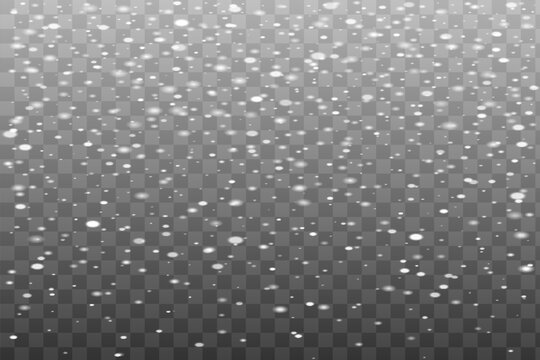 Realistic falling snowflakes. Isolated on transparent background. Vector illustration.