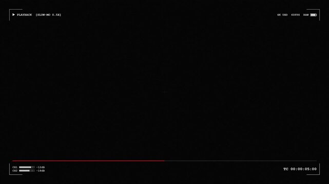 Minimalist playback video player interface with advancing red progress bar. 4K Video