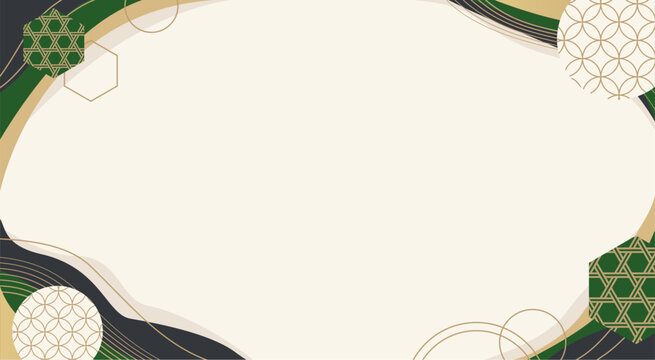 和柄と抽象模様を組み合わせた和モダンのフレーム背景