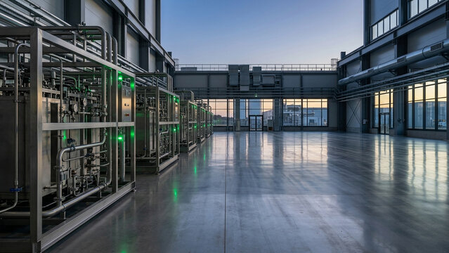 Modern Green Hydrogen Electrolysis Facility with Expansive Copy Space