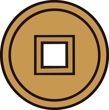 Traditional Korean Brass Coin with Square Center Hole