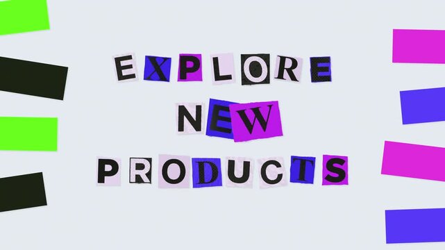 Explore New Products cut-paper typography animation