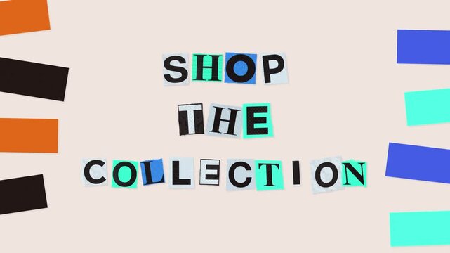 Shop the Collection cut-paper typography animation