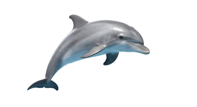 Bottlenose dolphin swimming gracefully on isolated background