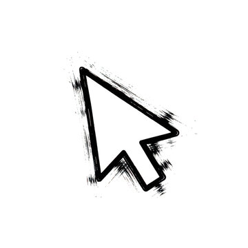 A black computer mouse cursor icon isolated on transparent background