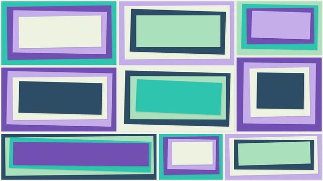 Teal and lilac layered paper panels geometric animation