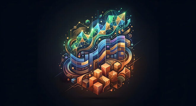 Abstract Colorful Portfolio Diversification Chart Stocks Bonds Real Estate Allocation Dark