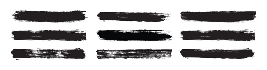 Fototapeta premium Set of vector paint brush stroke, Ink Lines and Artistic Marker. Paintbrush for Grunge design elements, vector illustration