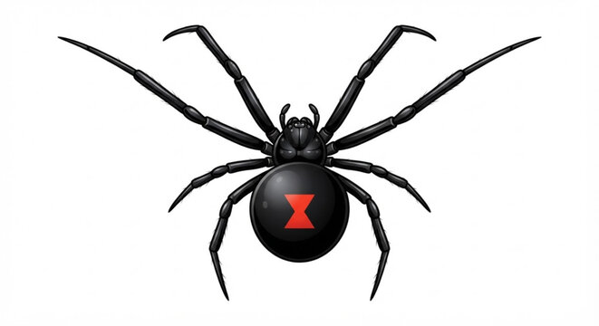 Black widow vector illustration of a dangerous venomous spider