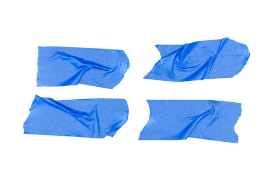 Blue wrinkled adhesive tape isolated on black with clipping path