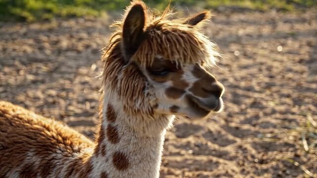 Cute Alpacas at Farm Funny Portraits and Herd Life Adorable collection of alpaca photos featuring curious close-ups, playful moments, and fluffy portraits in a sandy outdoor enclosure 