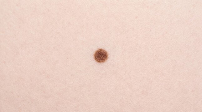 Extreme Close Up of Single Brown Nevus Pigmented Mole Spot on Clear Smooth Human Skin