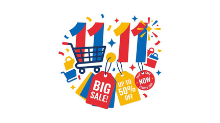 Fototapeta premium Big Sale 11.11 Shopping Festival with Discounts