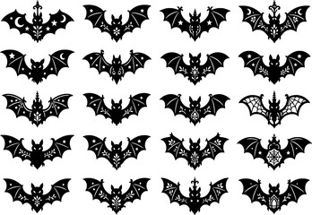 Fototapeta premium Black decorative Halloween bats silhouettes set