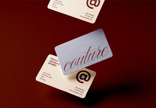 Floating Business Cards Mockup