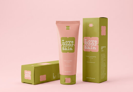Cream Tube and Box Mockup