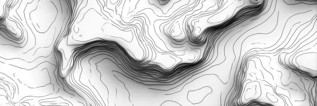 Monochrome geographic contour map abstract line pattern with topography elevation geography cartography landscape abstract monochrome technical background navigation physical
