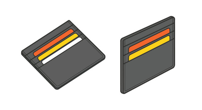 Cardholder wallet with colorful cards isometric vector illustration