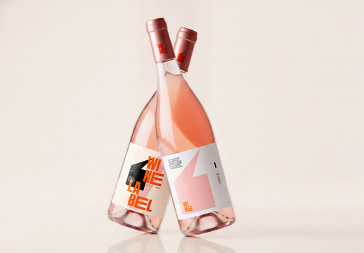Two Wine Bottles Mockup