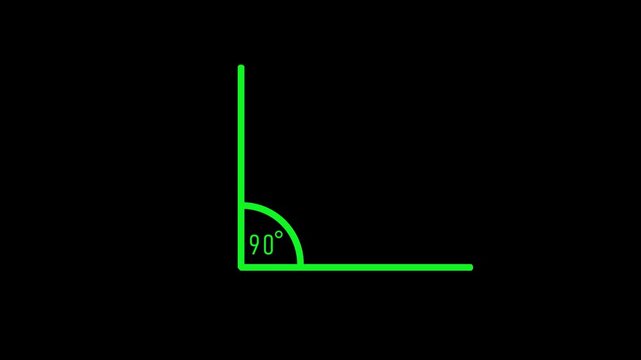 Minimalist 90 degree angle geometric line animation green neon light sharp corner modern