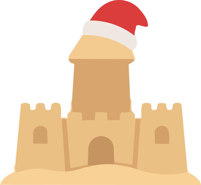 Sandcastle with Santa Hat for Beach Christmas