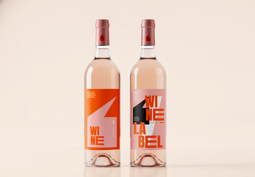 Wine Bottle Pair Mockup
