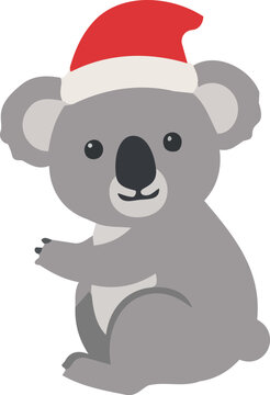 Cute Koala Wearing Santa Hat for Christmas