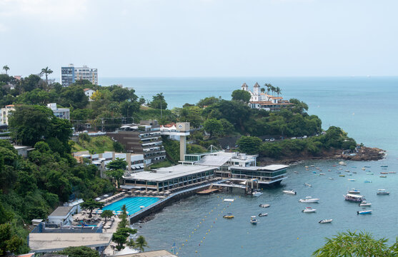 All Saints' Bay in Salvador, featuring calm waters, tropical light, and a historic setting that highlights the coastal beauty, Bahian culture, and striking landscape of the Brazilian coast.