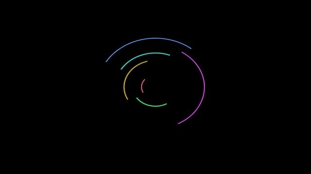 Abstract glowing neon circle segments forming a circular loading icon design
