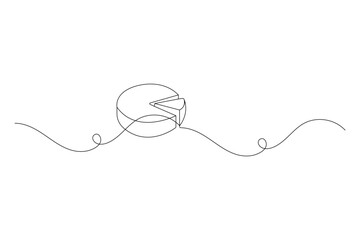 Fototapeta premium Pie chart continuous one line art featuring a 3D isometric diagram with an editable stroke