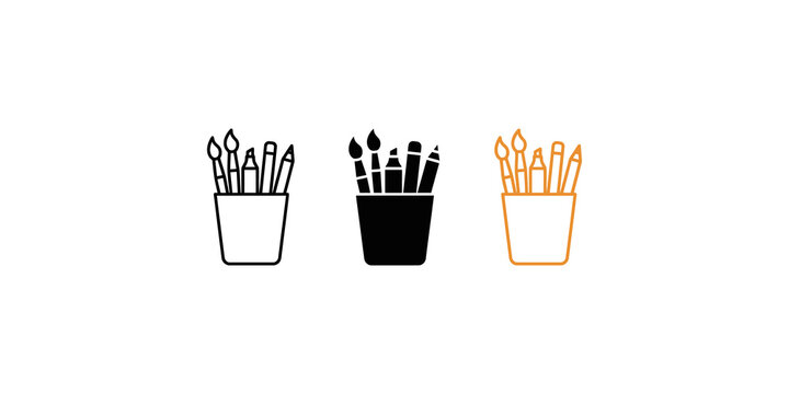 Pencil and art brush holder set for creative stationery and desktop organization.