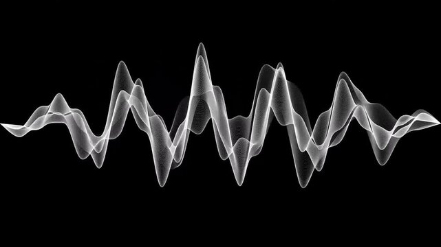 Audio Waveform Sound Music Equalizer Visualization Animation on Black Background